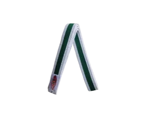 Centura din bumbac pentru kimono, Top Budo, lungime 220 cm, culoare alb-verde-alb