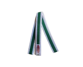 Centura din bumbac pentru kimono, Top Budo, lungime 240 cm, culoare alb-verde-alb