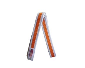 Centura din bumbac pentru kimono, Top Budo, lungime 240 cm, culoare alb-portocaliu-alb