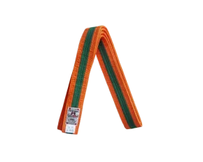 Centura din bumbac pentru kimono, Top Budo, lungime 240 cm, culoare portocaliu-verde-portocaliu