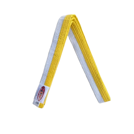 Centura din bumbac pentru kimono, Top Budo, lungime 260 cm, culoare alb-galben
