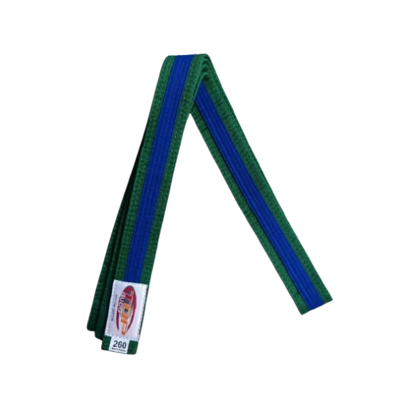 Centura din bumbac pentru kimono, Top Budo, lungime 260 cm, culoare verde-albastru-verde