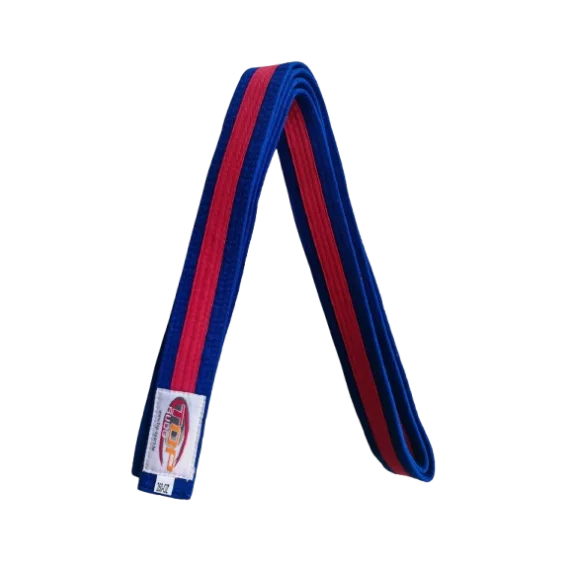 Centura din bumbac pentru kimono, Top Budo, lungime 260 cm, culoare albastru-rosu-albastru