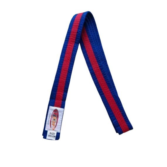 Centura din bumbac pentru kimono, Top Budo, lungime 280 cm, culoare albastru-rosu-albastru