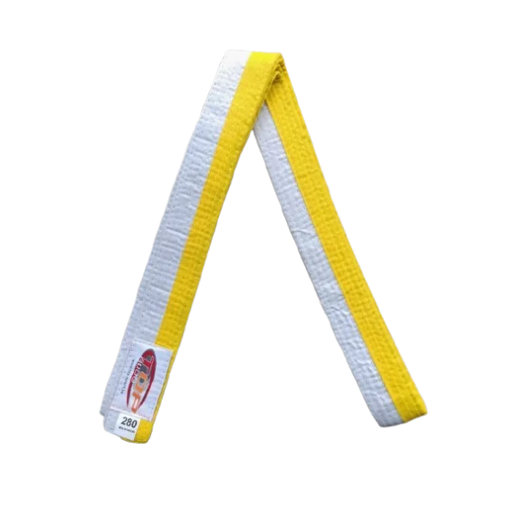 Centura din bumbac pentru kimono, Top Budo, lungime 280 cm, culoare alb-galben