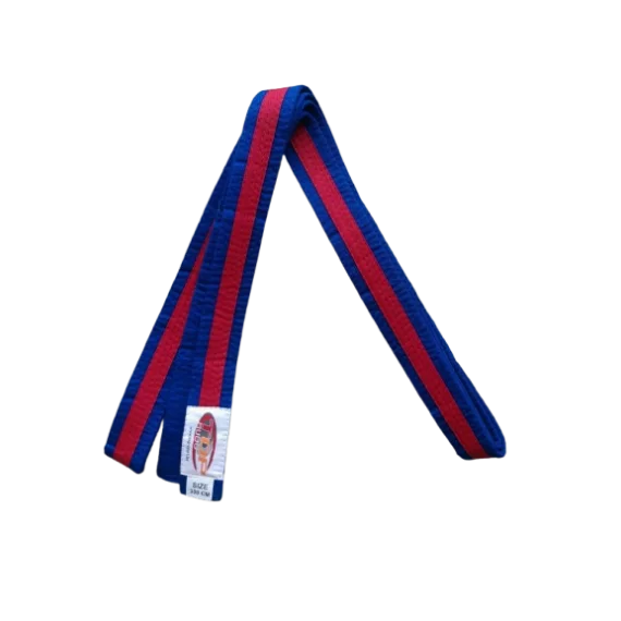 Centura din bumbac pentru kimono, Top Budo, lungime 300 cm, culoare albastru-rosu-albastru