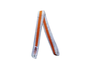 Centura din bumbac pentru kimono, Top Budo, lungime 280 cm, culoare alb-portocaliu-alb