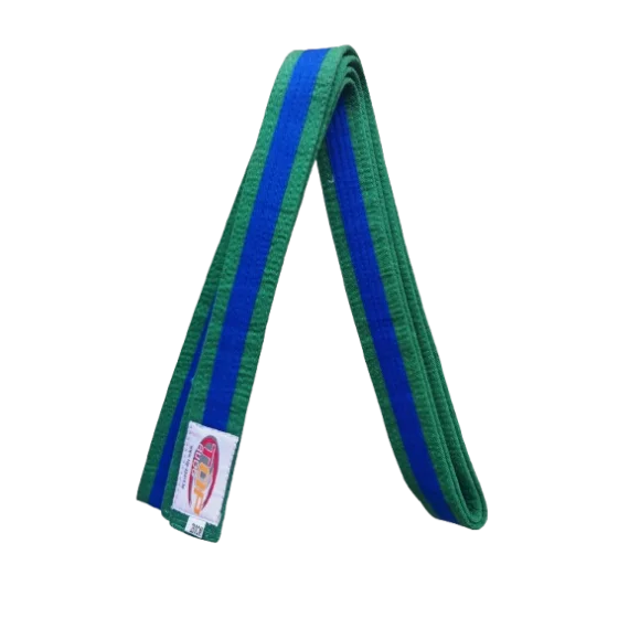 Centura din bumbac pentru kimono, Top Budo, lungime 280 cm, culoare verde-albastru-verde