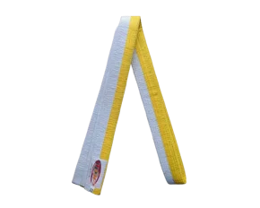 Centura din bumbac pentru kimono, Top Budo, lungime 320 cm, culoare alb-galben
