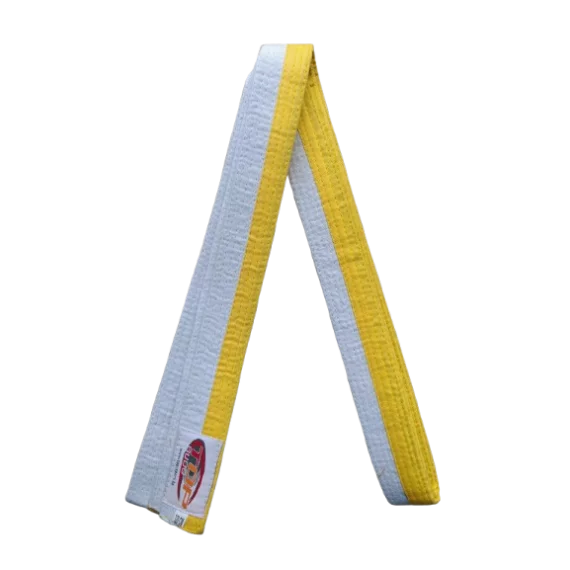 Centura din bumbac pentru kimono, Top Budo, lungime 320 cm, culoare alb-galben