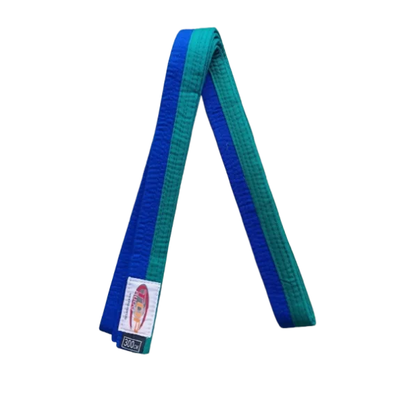 Centura din bumbac pentru kimono, Top Budo, lungime 300 cm, culoare albastru-verde