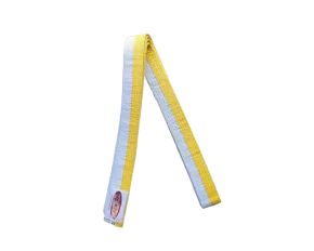 Centura din bumbac pentru kimono, Top Budo, lungime 300 cm, culoare alb-galben