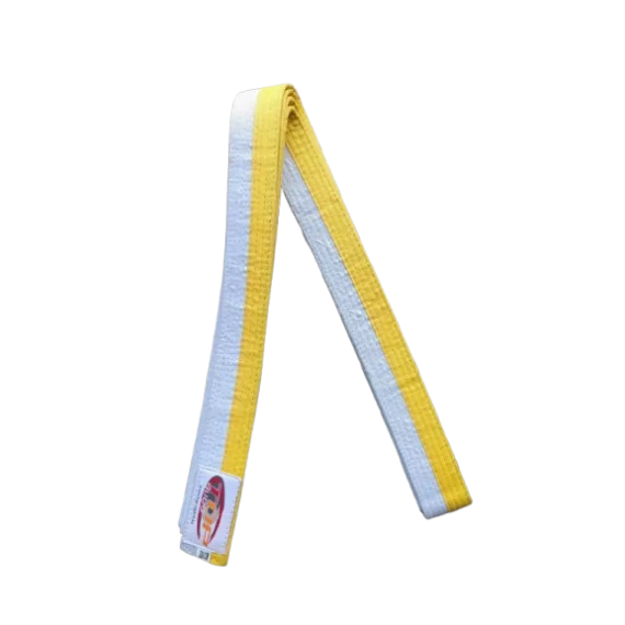 Centura din bumbac pentru kimono, Top Budo, lungime 300 cm, culoare alb-galben