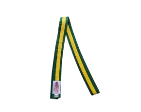 Centura din bumbac pentru kimono, Top Budo, lungime 340 cm, culoare verde-galben-verde