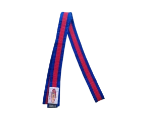 Centura din bumbac pentru kimono, Top Budo, lungime 320 cm, culoare albastru-rosu-albastru