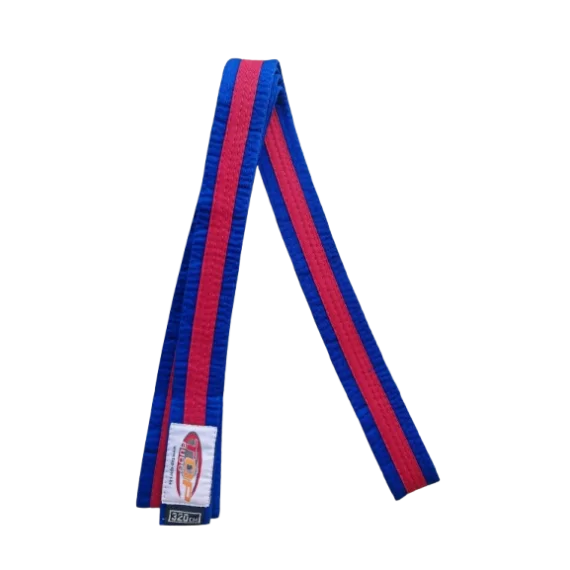 Centura din bumbac pentru kimono, Top Budo, lungime 320 cm, culoare albastru-rosu-albastru