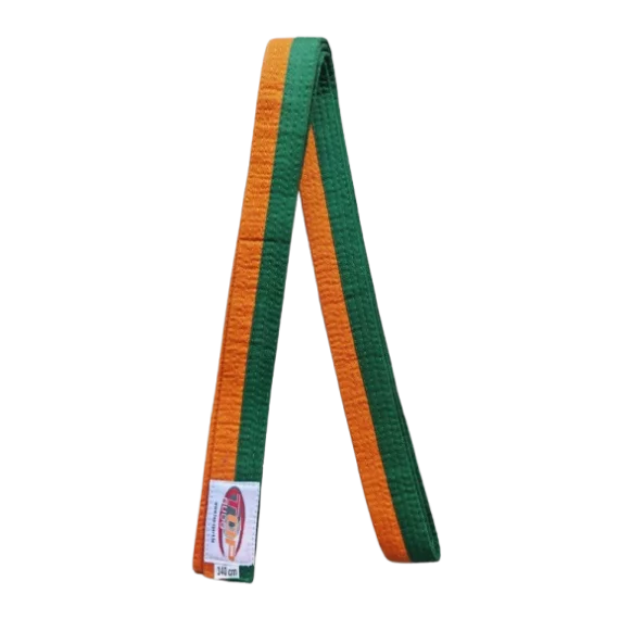 Centura din bumbac pentru kimono, Top Budo, lungime 340 cm, culoare portocaliu-verde