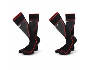 Set 2 perechi de sosete pentru schi, LENZ Performance Ski, culoare negru-rosu