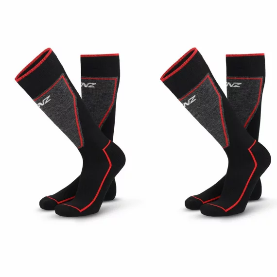 Set 2 perechi de sosete pentru schi, LENZ Performance Ski, culoare negru-rosu