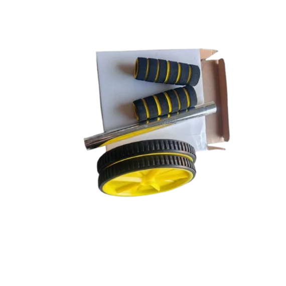 Rola abdomene cu doua roti si manere ergonomice, culoare galben/negru