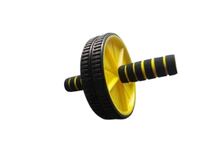 Rola abdomene cu doua roti si manere ergonomice, culoare galben/negru