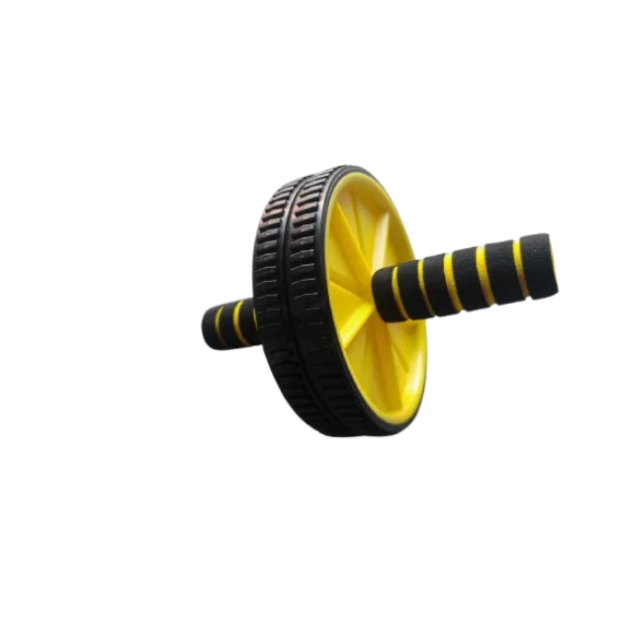 Rola abdomene cu doua roti si manere ergonomice, culoare galben/negru