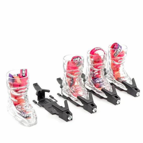 Set 4 pahare shot in forma de clapari, Apres-Allstars Ski Boot Shot Glass Binding, negru