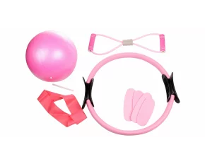 Set cu 4 accesorii pentru yoga si pilates Merco Yoga 4P, roz