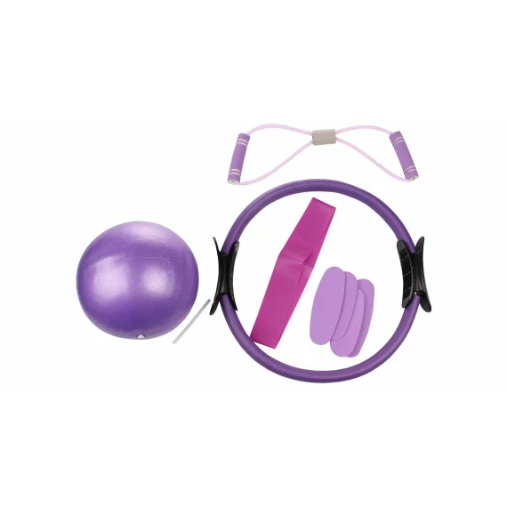 Set cu 4 accesorii pentru yoga si pilates Merco Yoga 4P, violet