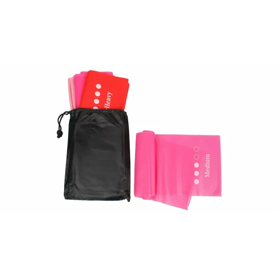 Set de benzi elastice fitness Yoga Stretch Mix 1500, 5 buc, roz