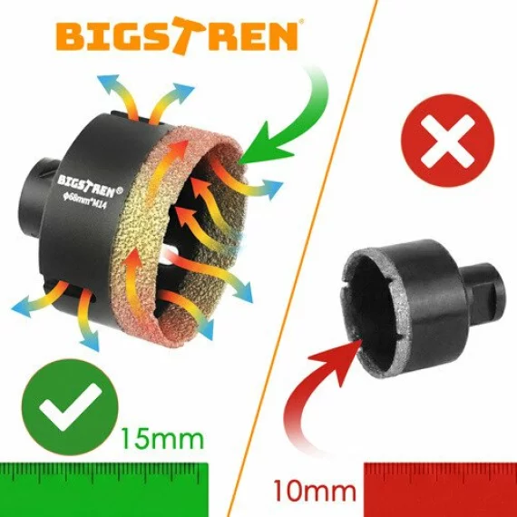 Kit de carotat diamantat, BIGSTREEN, Diamond Hole Saws Set 27080, set profesional 7 piese