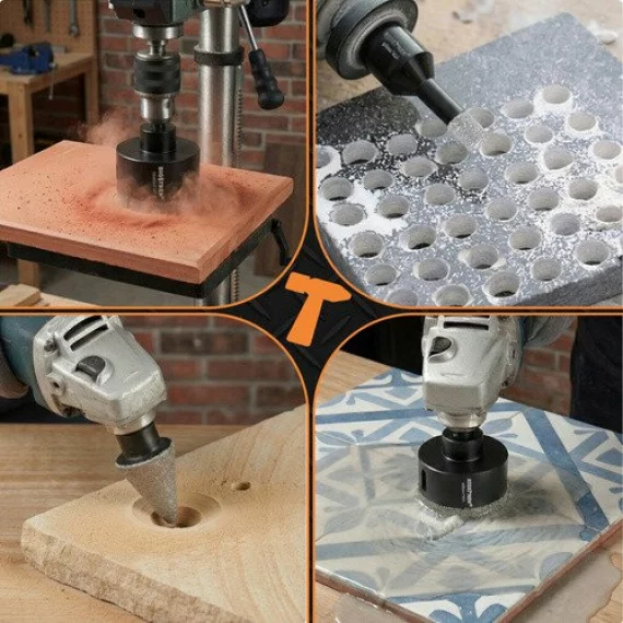 Kit de carotat diamantat, BIGSTREEN, Diamond Hole Saws Set 27080, set profesional 7 piese