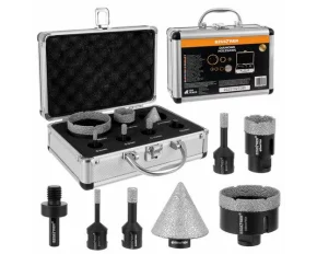 Kit de carotat diamantat, BIGSTREEN, Diamond Hole Saws Set 27080, set profesional 7 piese