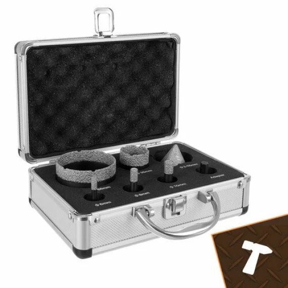 Kit de carotat diamantat, BIGSTREEN, Diamond Hole Saws Set 27080, set profesional 7 piese