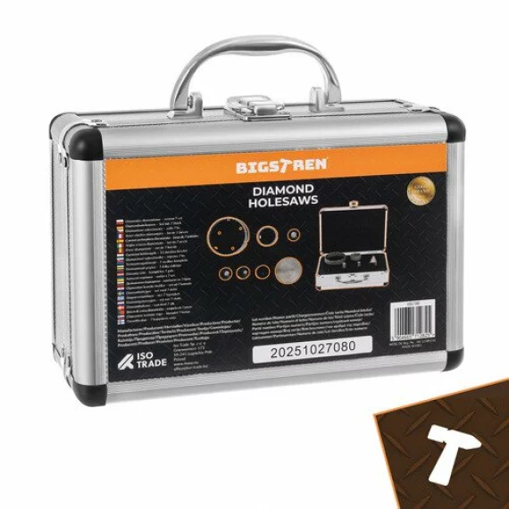 Kit de carotat diamantat, BIGSTREEN, Diamond Hole Saws Set 27080, set profesional 7 piese