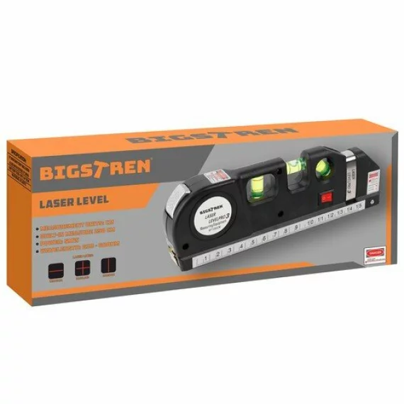 Nivela laser cu ruleta integrata, BIGSTREEN, Laser Level with Tape Measure 250cm 21747, masurare si aliniere precisa