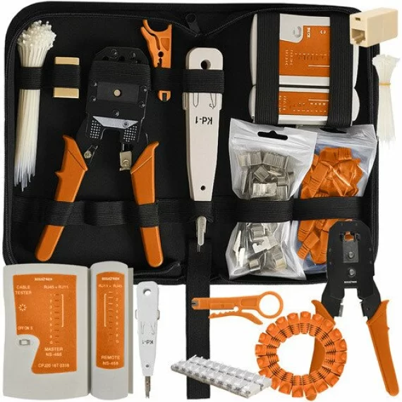 Tester cabluri retea, BIGSTREEN, Cable Tester Network Kit 25834, set 145 piese pentru RJ45/RJ11