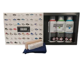 Kit 3 solutii pentru curatare si intretinere incaltaminte Empire ToolBox, 3x 200ml, include perie si laveta pentru curatare