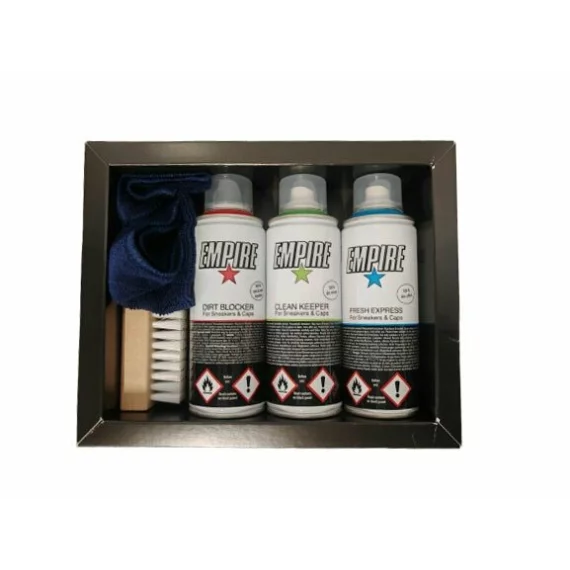 Kit 3 solutii pentru curatare si intretinere incaltaminte Empire ToolBox, 3x 200ml, include perie si laveta pentru curatare