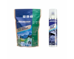 Pachet detergent Holmenkol Textile Wash Natural Capsules si solutie impermeabilizare imbracaminte Holmenkol Textile Proof, 250 ml