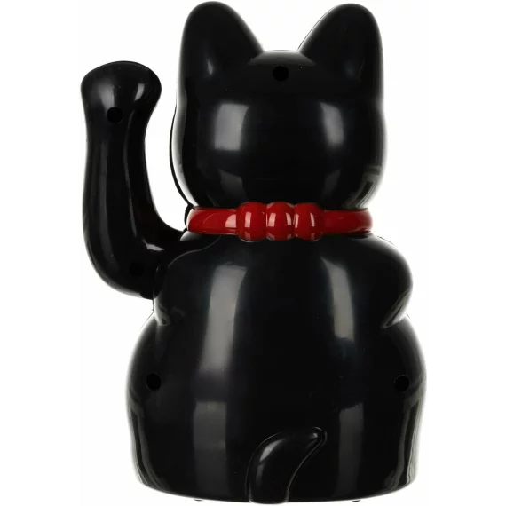 Figurina pisica norocoasa Maneki Neko ISO TRADE – decor feng shui neagra cu gheara ridicata