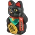 Figurina pisica norocoasa Maneki Neko ISO TRADE – decor feng shui neagra cu gheara ridicata