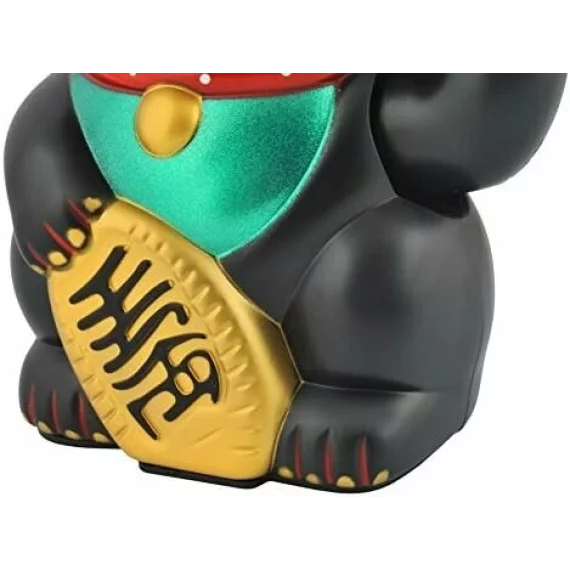 Figurina pisica norocoasa Maneki Neko ISO TRADE – decor feng shui neagra cu gheara ridicata