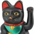 Figurina pisica norocoasa Maneki Neko ISO TRADE – decor feng shui neagra cu gheara ridicata
