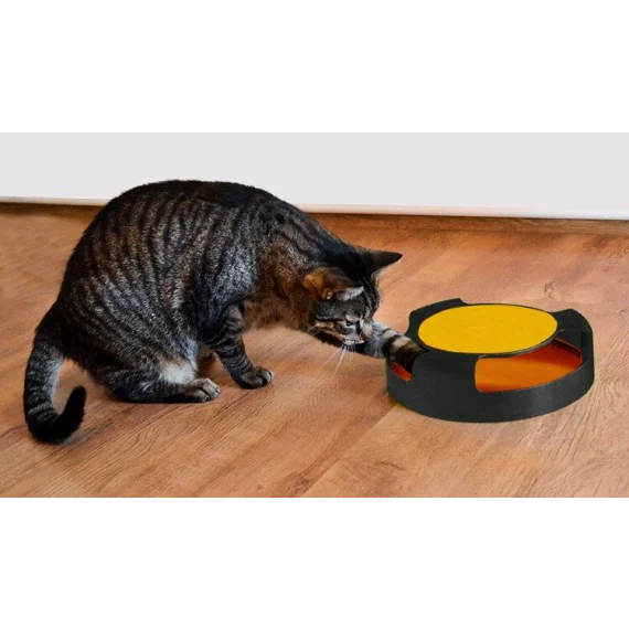 Jucarie pentru pisici cu roata si soarece – interactiva, antiderapanta