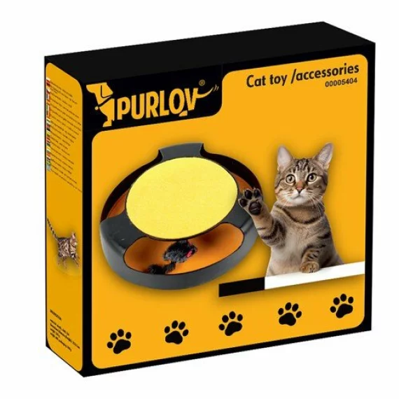 Jucarie pentru pisici cu roata si soarece – interactiva, antiderapanta