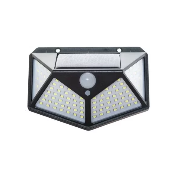 Lampa solara LED 100 LED, 7 W cu senzor de miscare si senzor de lumina – iluminare exterioara economica