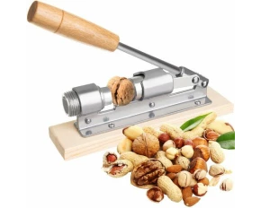 Nutcracker pe suport – spargator de nuci robust din otel inoxidabil cu baza din lemn