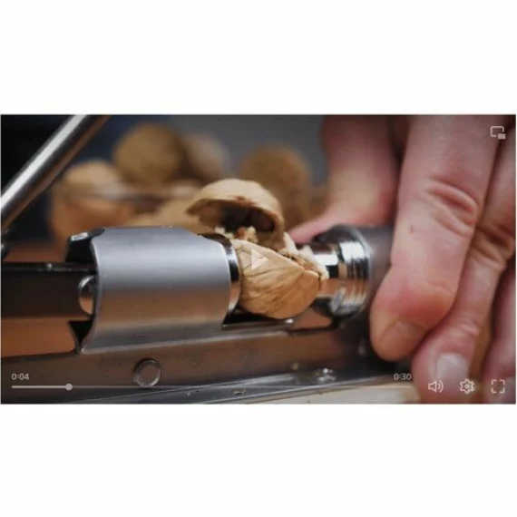 Nutcracker pe suport – spargator de nuci robust din otel inoxidabil cu baza din lemn