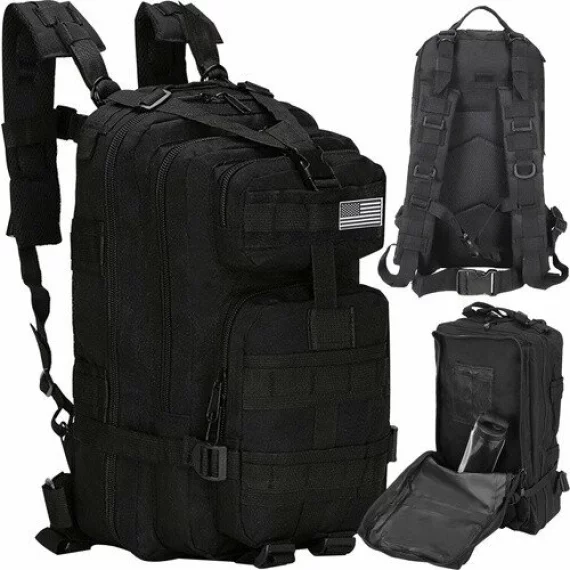 Rucsac militar XL negru 35 L – rucsac tactic mare, rezistent si multifunctional